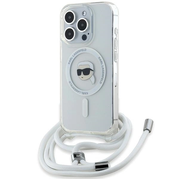 Karl Lagerfeld iPhone 15 Pro Max Case Crossbody IML Karl Head MagSafe - Transparent