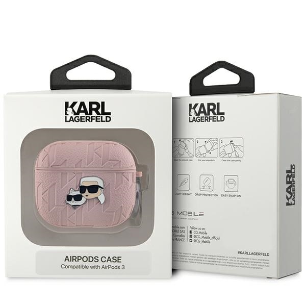 Karl Lagerfeld AirPods 3 Case Monogram Karl & Choupette Head, Pink