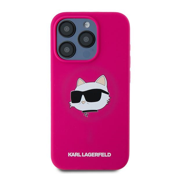Karl Lagerfeld iPhone 15 Pro Case Silicone Choupette Head MagSafe, Pink