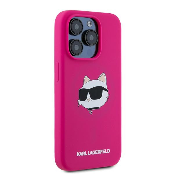 Karl Lagerfeld iPhone 15 Pro Case Silicone Choupette Head MagSafe, Pink