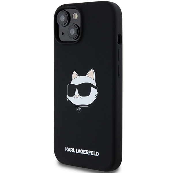 Apple iPhone 15 6.1\" Karl Lagerfeld Silicone Choupette Head MagSafe Case Cover, Black