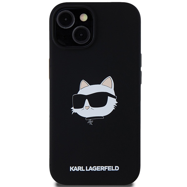 Apple iPhone 15 6.1\" Karl Lagerfeld Silicone Choupette Head MagSafe Case Cover, Black