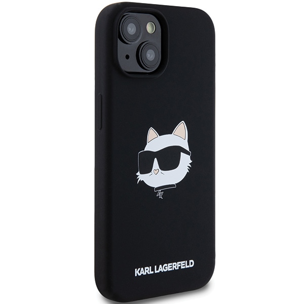 Apple iPhone 15 6.1\" Karl Lagerfeld Silicone Choupette Head MagSafe Case Cover, Black