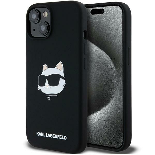 Apple iPhone 15 Plus 6.7" Karl Lagerfeld Silicone Choupette Head MagSafe Case Cover, Black | Чехол Кейс...