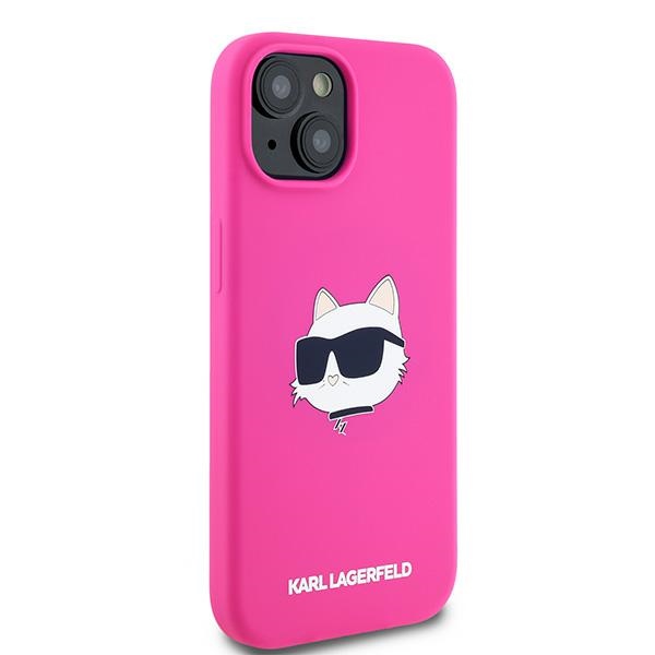 Apple iPhone 15 6.1\" Karl Lagerfeld Silicone Choupette Head MagSafe Case Cover, Pink