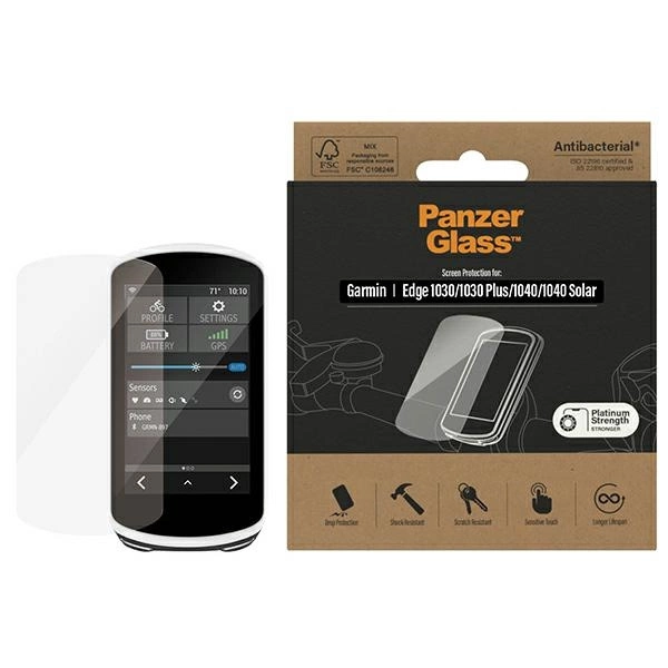 PanzerGlass Ultra-Wide Fit Antibakteriāls rūdīts stikls Garmin 1030 / Plus 1040 Solar | Antibacterial Tempered Glass...