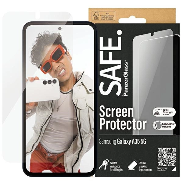 SAFE by PanzerGlass Ultra-Wide Fit rūdīts stikls ar pozicionieri priekš Samsung Galaxy A35 5G | tempered glass with...