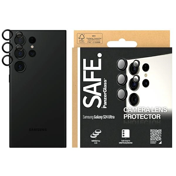 SAFE by PanzerGlass kameras vāciņš Samsung Galaxy S24 Ultra - ar melnu rāmi | camera cover for with black frame