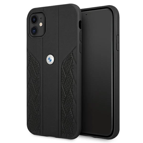 bMW BMHCN61RSPPK iPhone 11 6,1\" / Xr melns ciets ādas apvalks Curve Perforate | case cover black hardcase Leather
