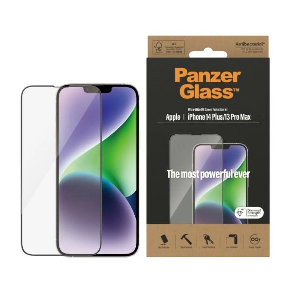 PanzerGlass Ultra-Wide Fit Антибактериальное закаленное стекло для iPhone 14 Plus /...