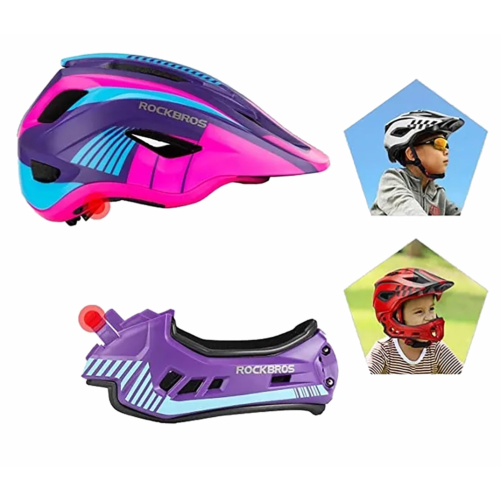 Детский велосипедный шлем Rockbros TT-32SBPP-M со съемной челюстью, M,...