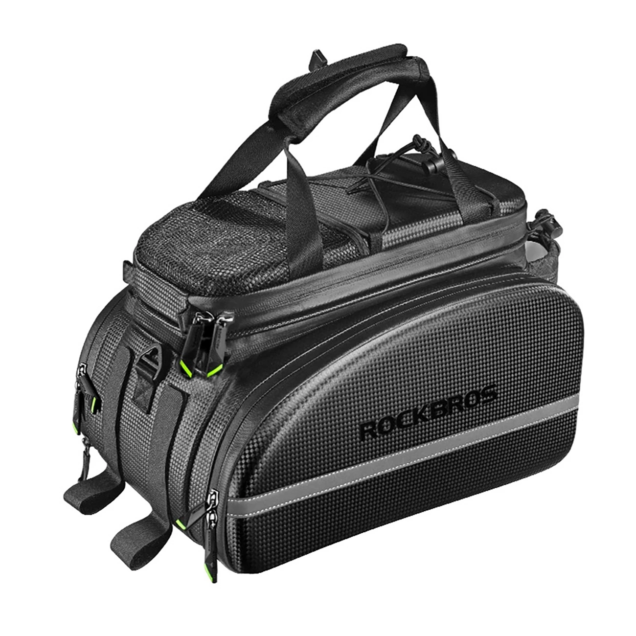 Rockbros A6-6 velosipēda soma bagāžniekam, 35 l, ar izvelkamām kabatām - melna | bicycle bag for trunk, with...