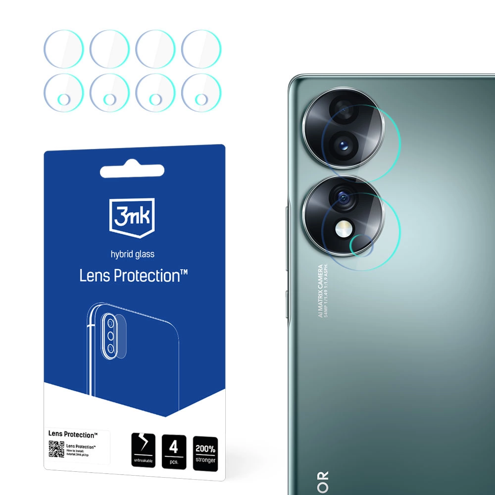 Honor 70 Aizmugurējās Kameras Aizsargstikls, 4 gab. | 3MK Lens Protection Back Camera Tempered Glass Protector