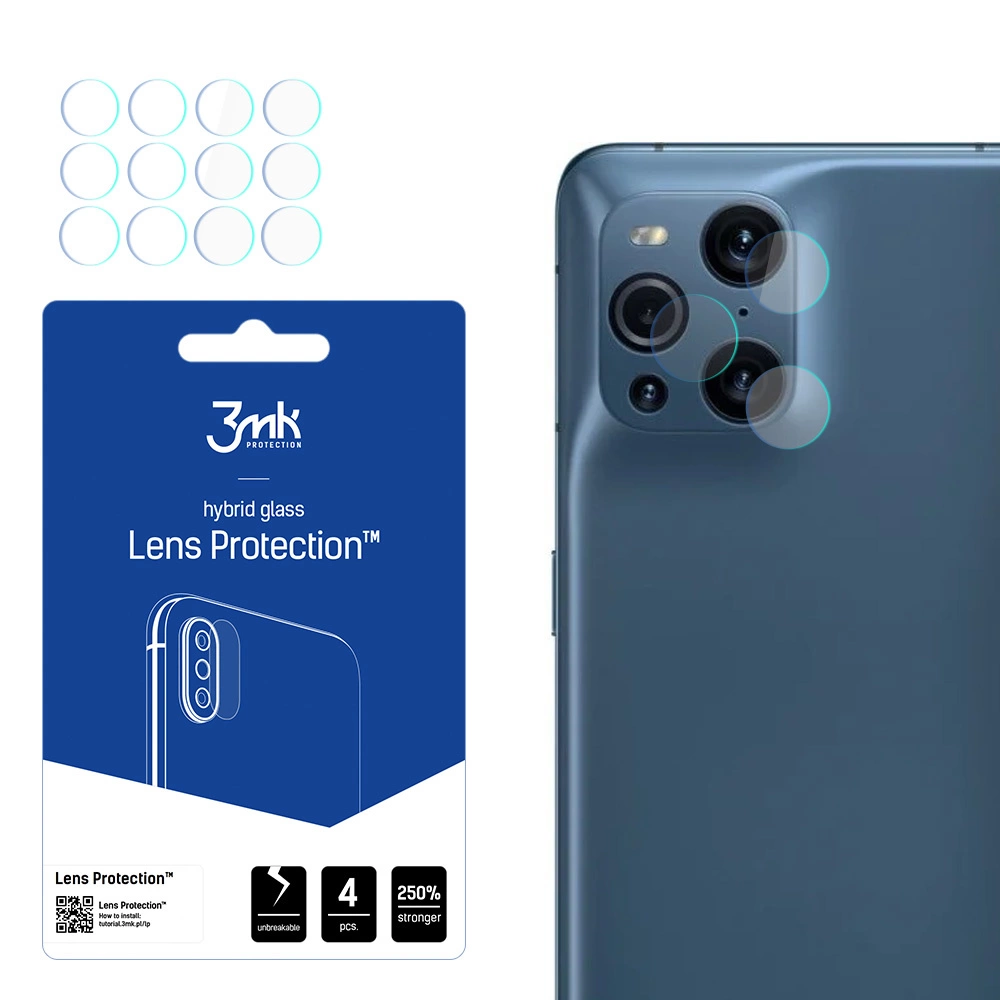 Oppo Find X3 Pro 5G 3MK Lens Protection Back Camera Tempered Glass Protector, 4 pcs.
