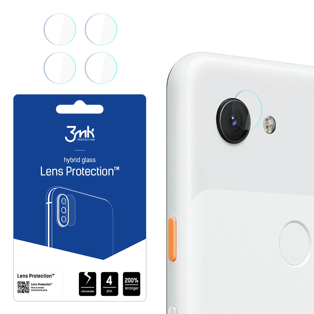 Google Pixel 3a Aizmugurējās Kameras Aizsargstikls, 4 gab. | 3MK Lens Protection Back Camera Tempered Glass Protector
