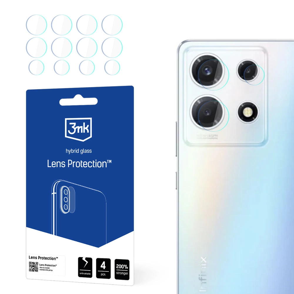 Infinix Note 30 Vip Aizmugurējās Kameras Aizsargstikls, 4 gab. | 3MK Lens Protection Back Camera Tempered Glass...