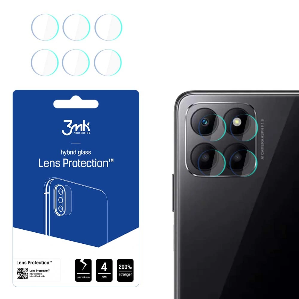 Honor 70 Lite Aizmugurējās Kameras Aizsargstikls, 4 gab. | 3MK Lens Protection Back Camera Tempered Glass Protector