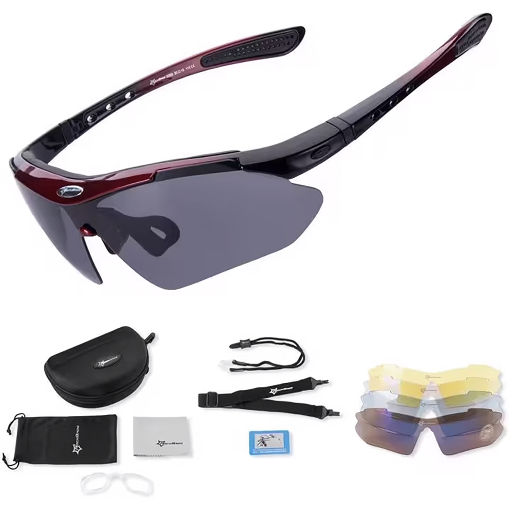 Rockbros 10001 polarizācijas velosipēdu brilles - melnas un sarkanas | polarizing cycling glasses black and red