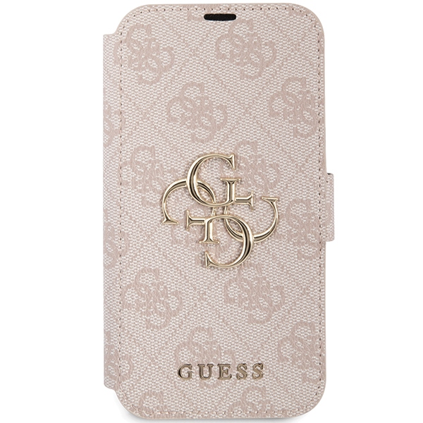 Guess 4G Big Metal Logo atverams vāciņš iPhone 15 / 14 / 13, Rozā