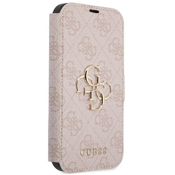 Guess 4G Big Metal Logo atverams vāciņš iPhone 15 / 14 / 13, Rozā