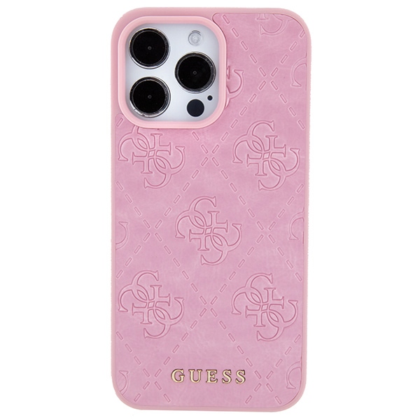 Guess Leather 4G Stamped Case for iPhone 15 Pro, Pink