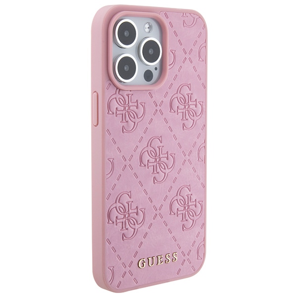 Guess Leather 4G Stamped Case for iPhone 15 Pro, Pink