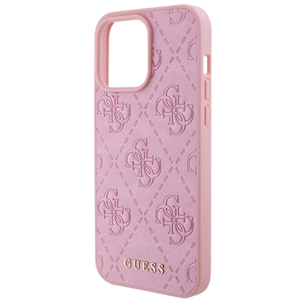 Guess Leather 4G Stamped Case for iPhone 15 Pro, Pink