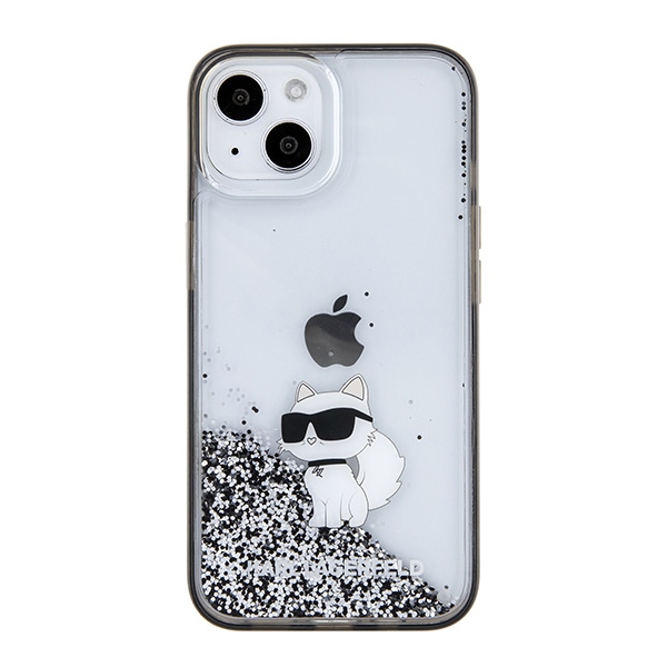 Karl Lagerfeld iPhone 15 Case Liquid Glitter Choupette, Transparent