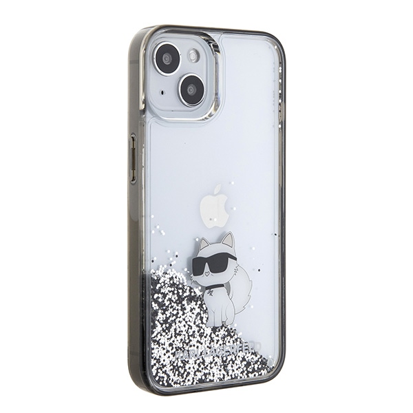 Karl Lagerfeld iPhone 15 Case Liquid Glitter Choupette, Transparent