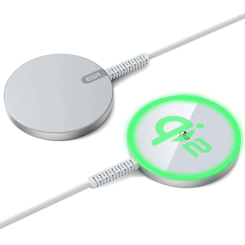 ESR Halolock Qi2 Mini Wireless Charger 15W with MagSafe - серебристый