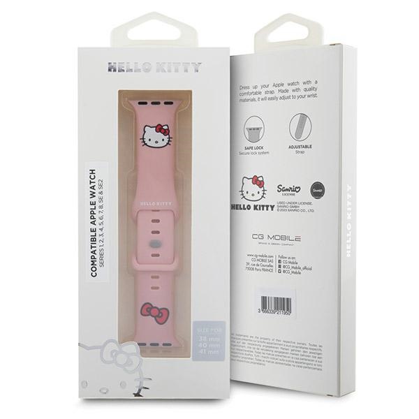 Hello Kitty Apple Watch 38 / 40 / 41 mm siksniņa Silicone Kitty Head, rozā