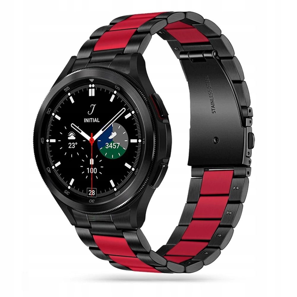 Tech-Protect Stainless Bracelet for Samsung Galaxy Watch 4/5/5 Pro/6/7/FE - Black & Red