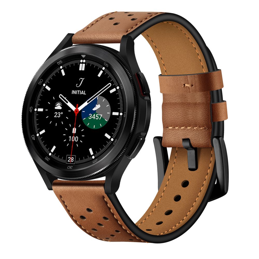 Tech-Protect Leather Strap for Samsung Galaxy Watch 4 / 5 / 6 / 7 / FE, Brown