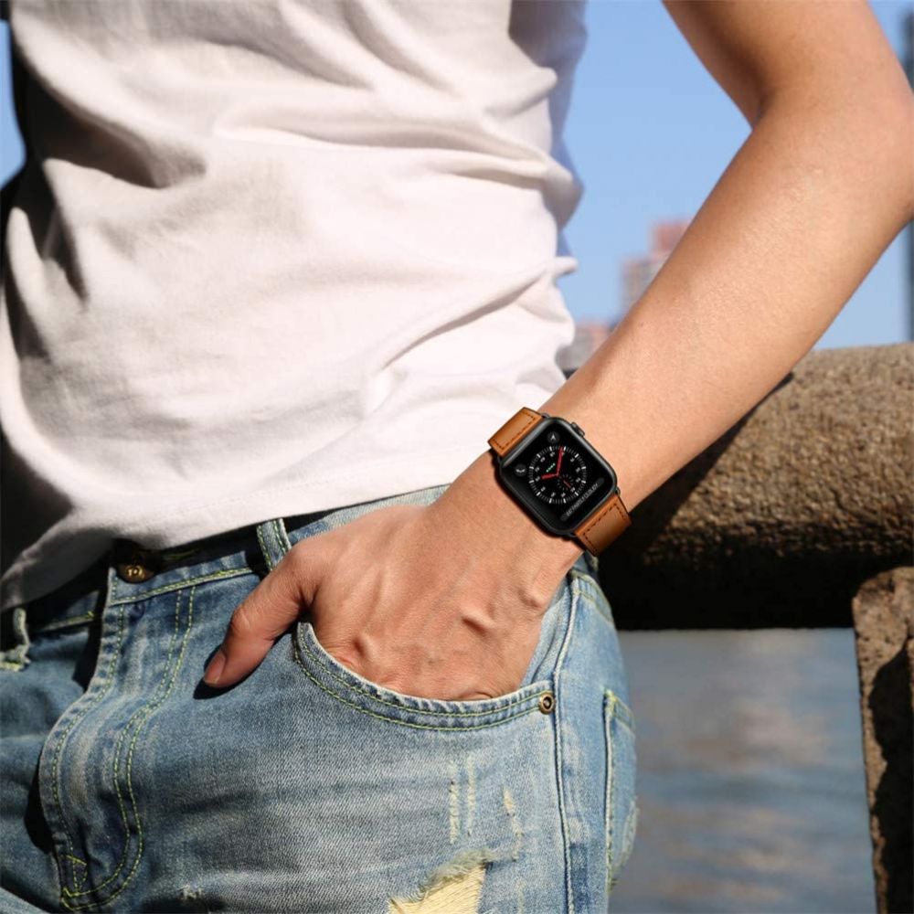 Ремешок Tech-Protect LeatherFit для Apple Watch (42/44/45/49 mm), коричневый