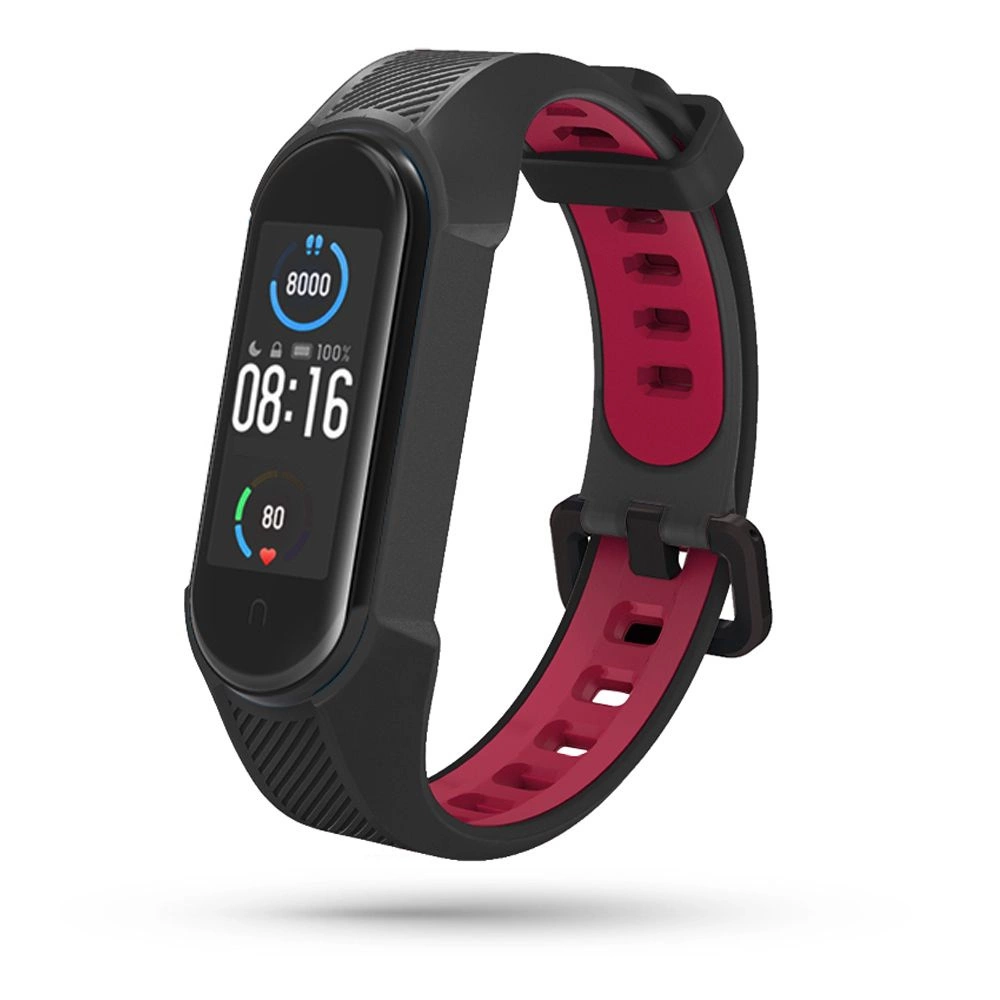 Tech-Protect Armor siksniņa priekš Xiaomi Mi Smart Band 5 / 6 NFC - melna un sarkana | strap for black and red