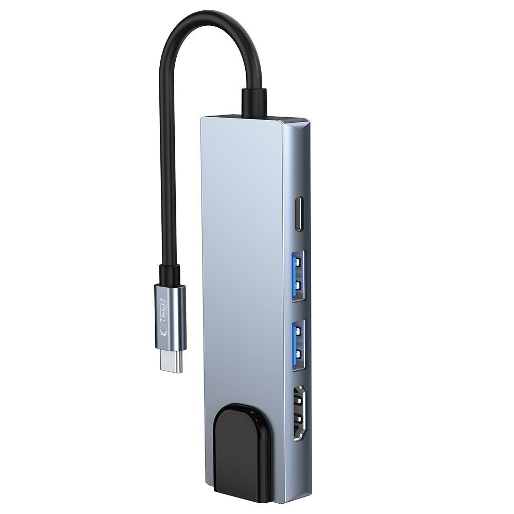 USB-C хаб Tech-Protect V3 5in1 с HDMI и RJ45, серый