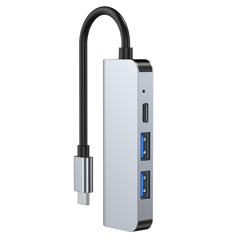Tech-Protect V2 4in1 USB-C centrmezgls (USB-A / USB-C / HDMI), pelēks