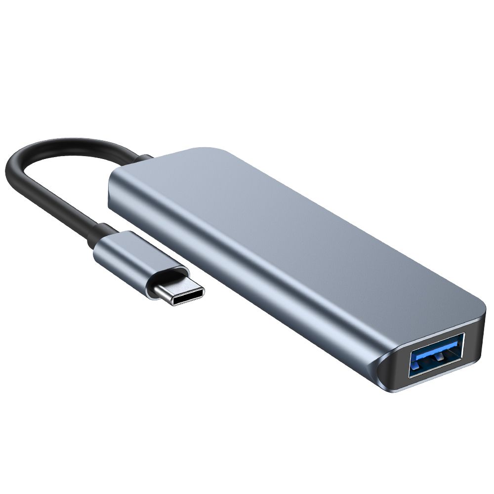 Tech-Protect V1 4in1 USB-C centrmezgls (3x USB-A 2.0 / 1x USB-A 3.0), pelēks