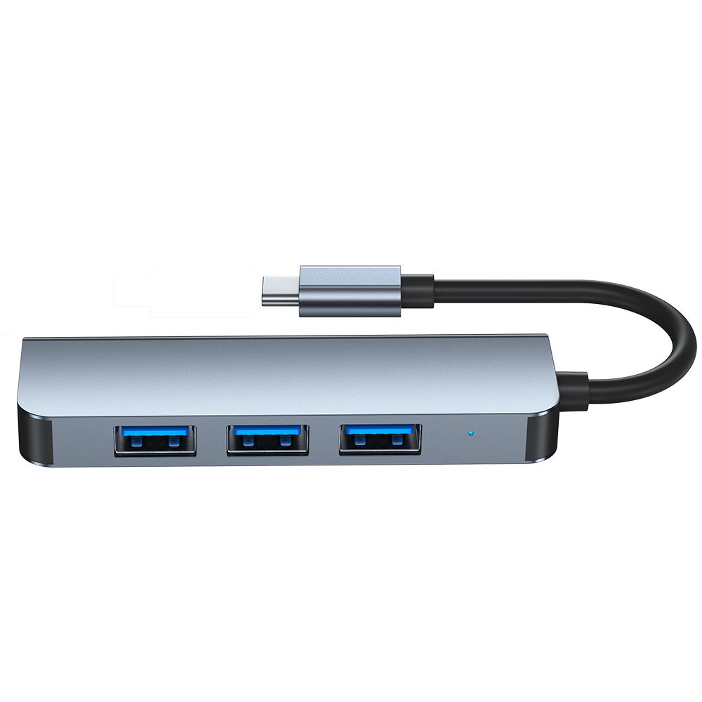 Tech-Protect V1 4in1 USB-C centrmezgls (3x USB-A 2.0 / 1x USB-A 3.0), pelēks