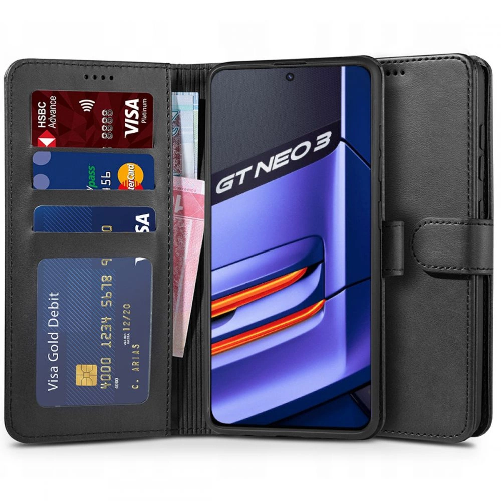 Realme GT Neo 3 Tech-Protect Wallet Book Case Cover, Black