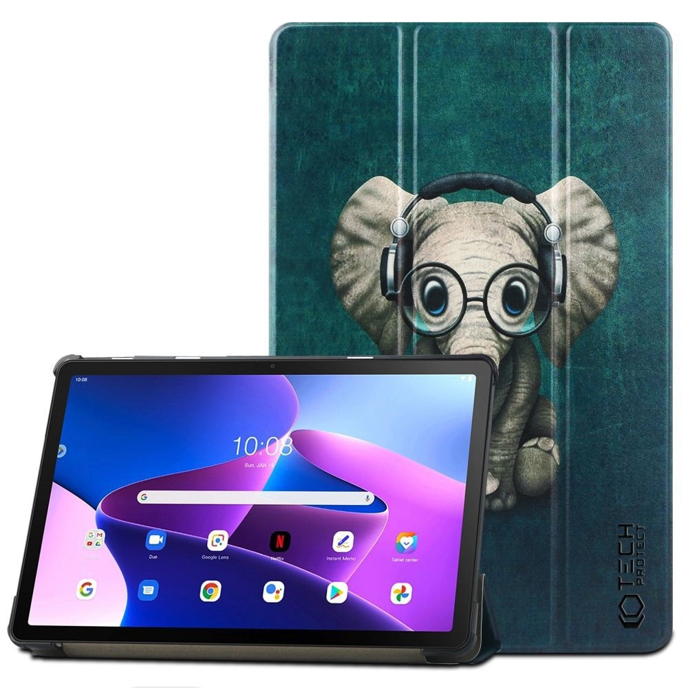 Lenovo Tab M10 Plus (3rd Gen) 10.6" (TB125FU, TB128FU) Trifold Tech-Protect SmartCase Protective Cover Case, Blue with...
