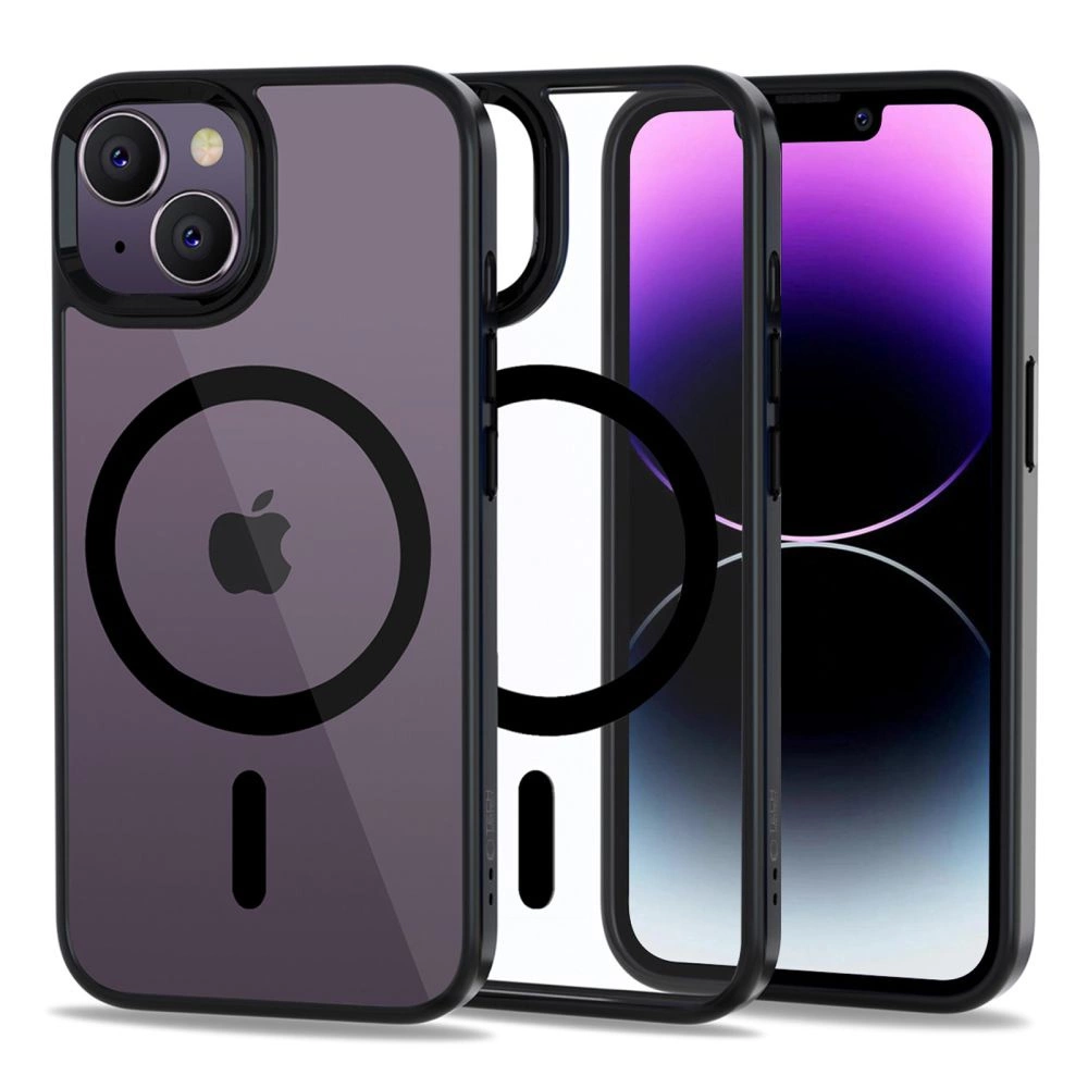 Apple iPhone 14 6.1'' Tech-Protect MagMat MagSafe Case Cover, Transparent and Black | Чехол Обложка...