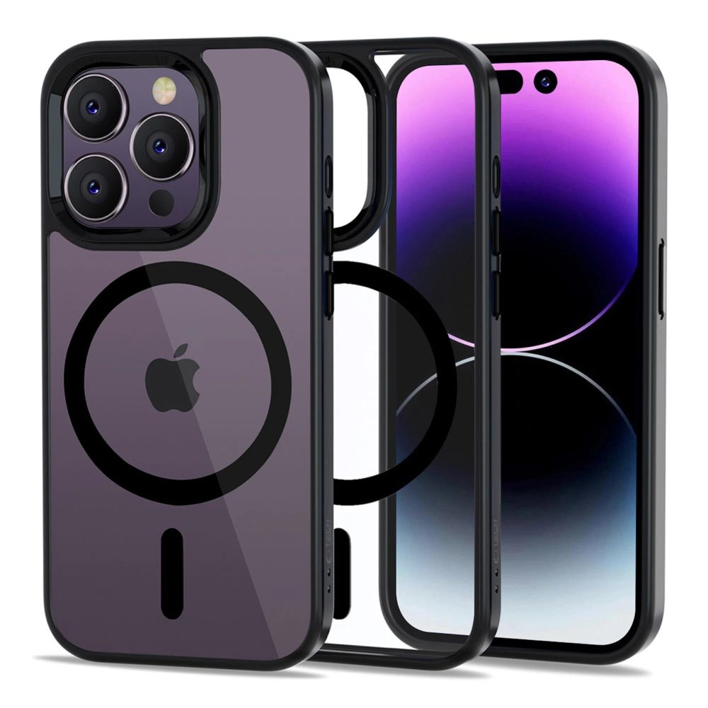 Apple iPhone 14 Pro Max 6.7'' Tech-Protect MagMat MagSafe Case Cover, Transparent and Black | Чехол Обложка...