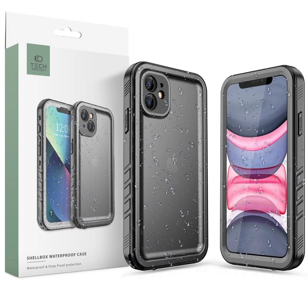 Apple iPhone 11 6.1'' Tech-Protect ShellBox Waterproof IP68 Book Case Cover, Black