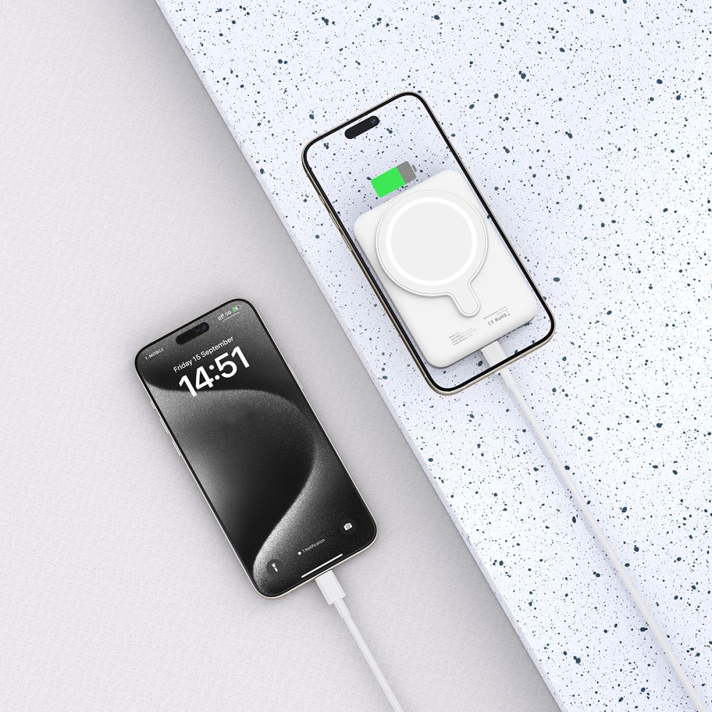 Tech-Protect LifeMag PB10 MagSafe ārējais akumulators 5000mAh, balts