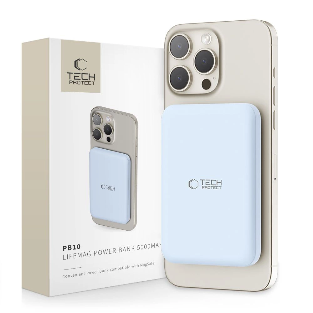Tech-Protect LifeMag PB10 Powerbank с портом USB-C MagSafe 5000mAh 15W - синий + кабель