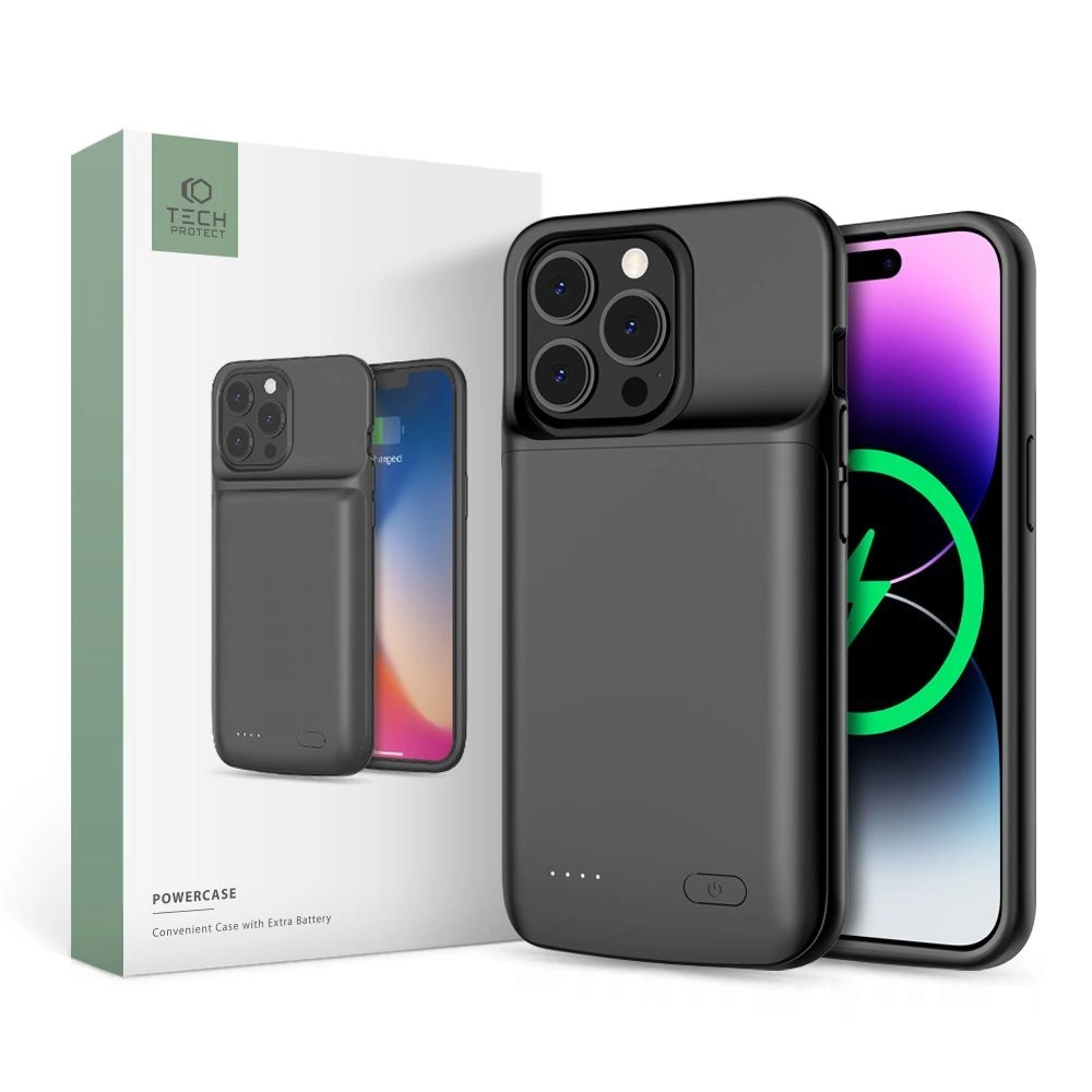 Tech-Protect iPhone 14 / 14 Pro vāciņš ar 4800mAh akumulatoru PowerCase, melns