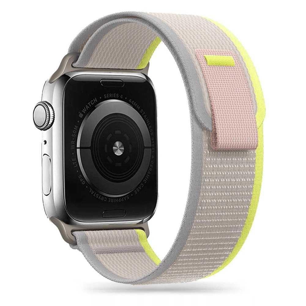 Tech-Protect neilona siksniņa Apple Watch 4/5/6/7/8/9/SE/Ultra 1/2 (42/44/45/49 mm) - Bēšs/dzeltens | Nylon Strap...