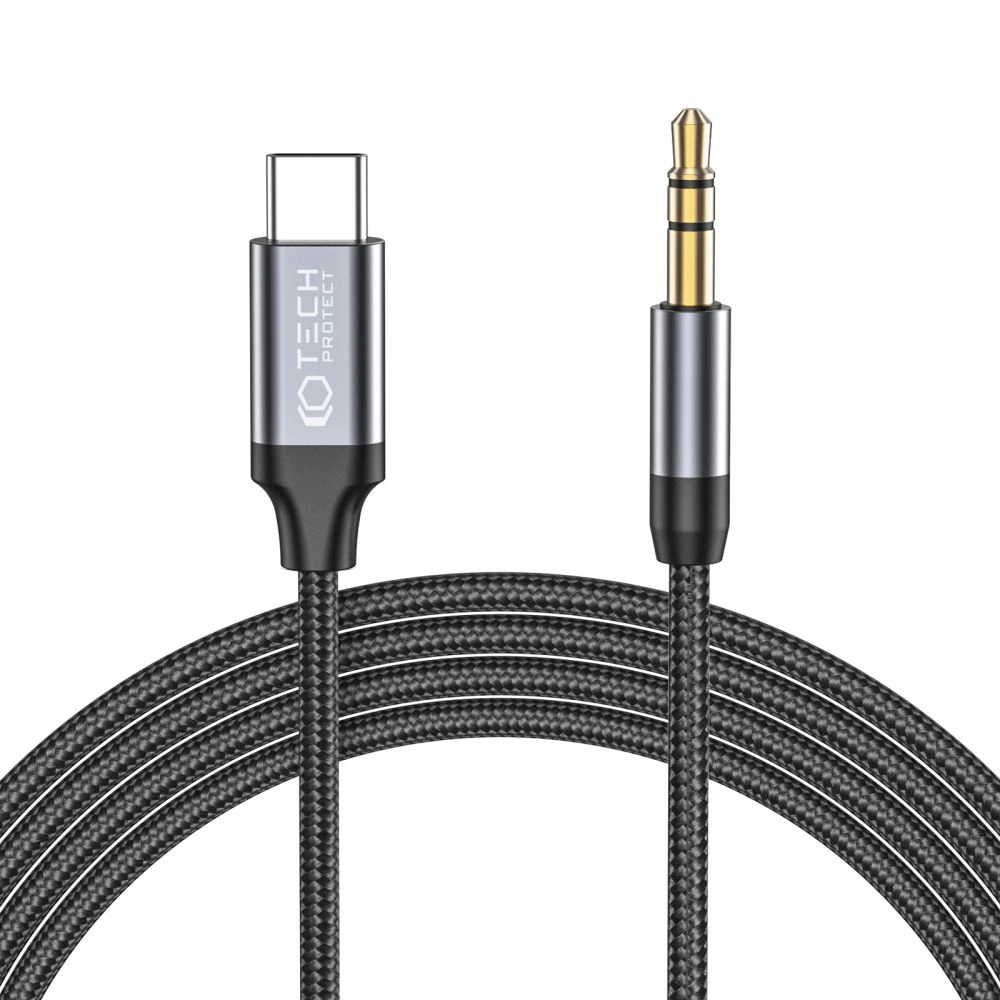 Tech-Protect UltraBoost audio USB-C / 3,5 mm mini jack kabelis 1 m - melns | 3.5mm cable black