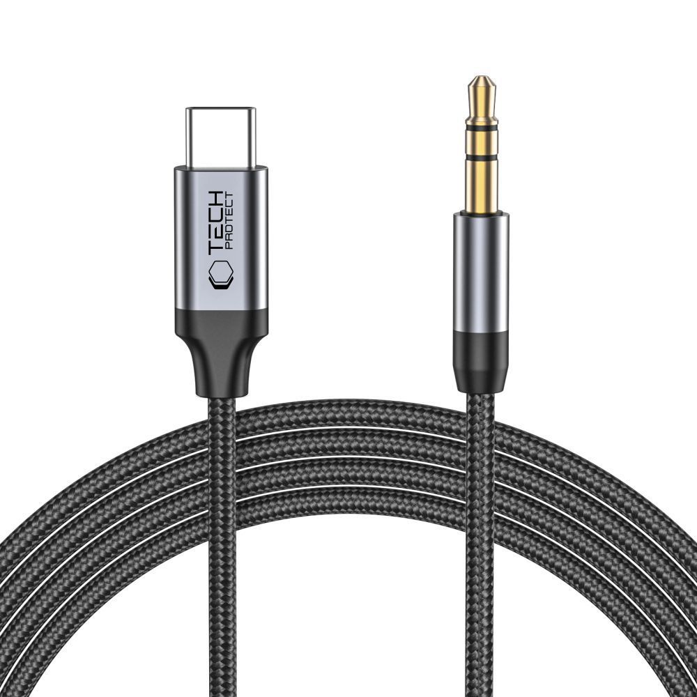 Tech-Protect UltraBoost Audio USB-C to 3.5mm Mini Jack Cable, 1m, Black